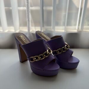 Purple Platform Heels with Gold Chain